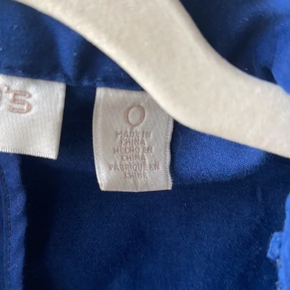 Like New! Chico's Navy Blue Velvet Military Jacket w/Button Accents & Ruffle Hem - Picture 3 of 7